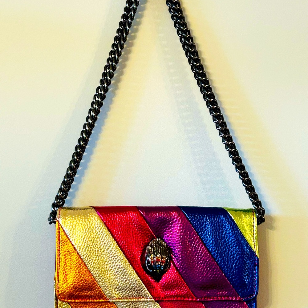 Kurt Geiger Stripe Leather Chain Wallet